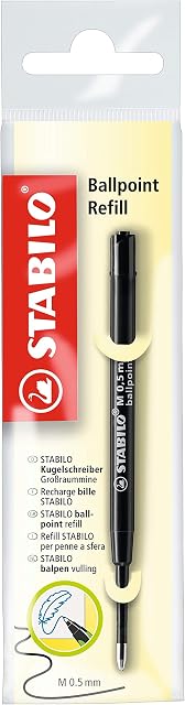 STABILO SMARTball, COM4ball and EASYball - Ballpoint Pen Refills - Black (Parker Pen Compatible)