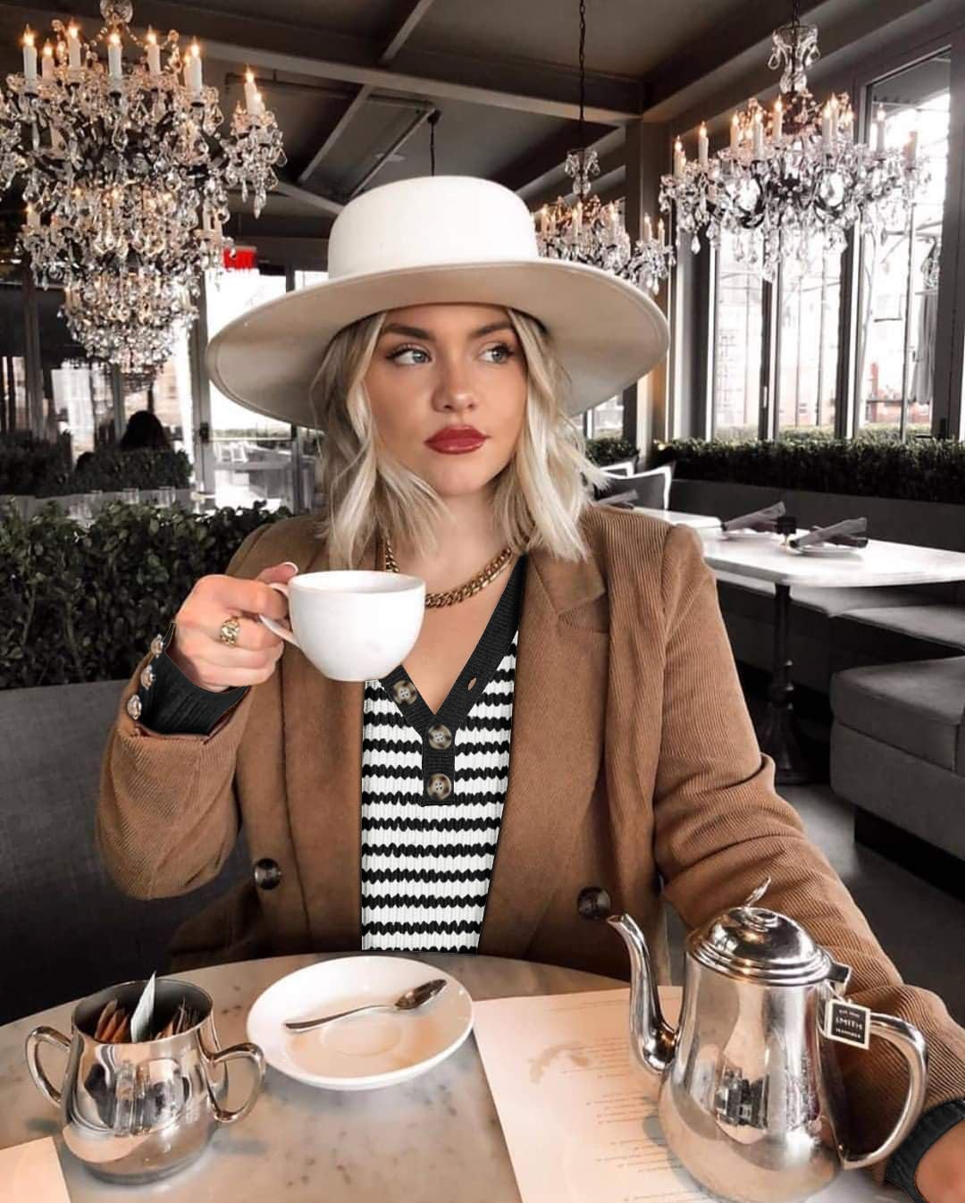 Soesdemo Oversized Sweaters for Women Warm Cozy Chunky Soft Casual Knitted V Neck Button Down Pullover Tunic Sweaters - Image 7