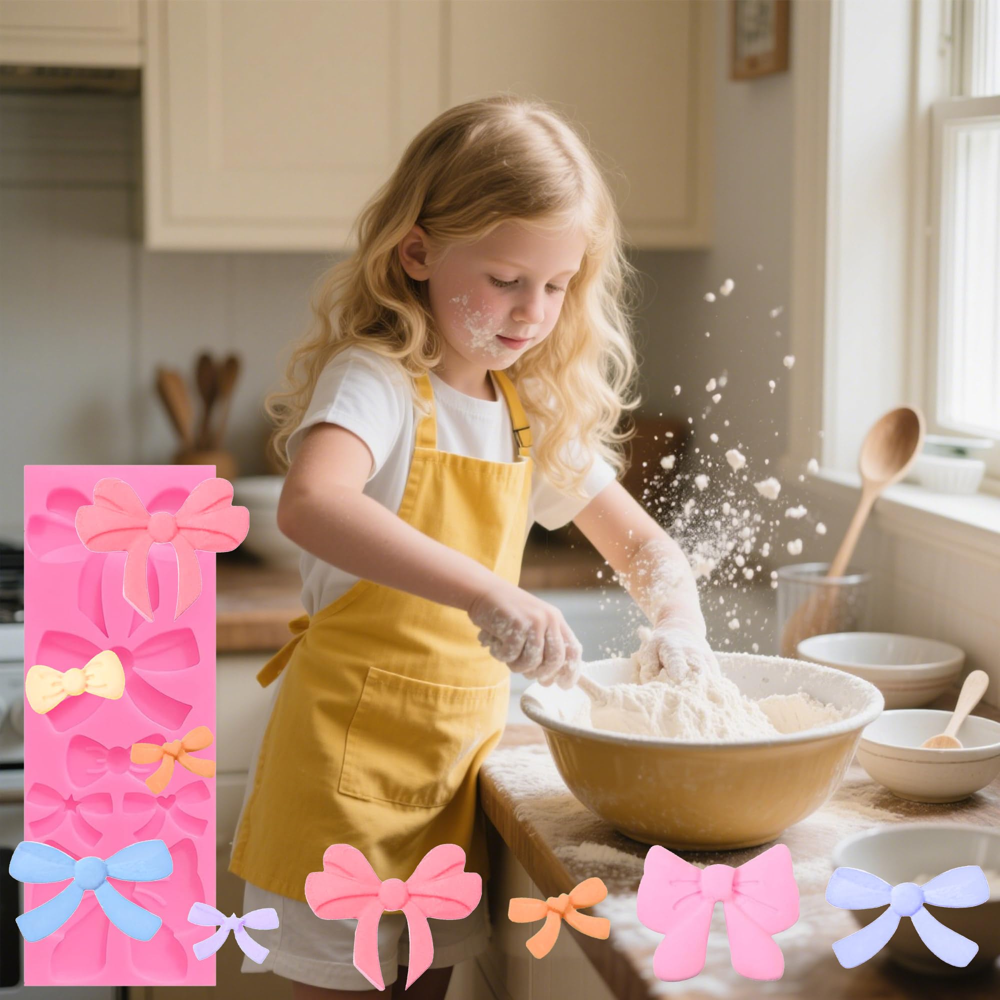 Glavatrix 4 Pcs Pink Bow Silicone Mold Set – For Fondant, Chocolate, Cake Pops, Resin & DIY Crafts