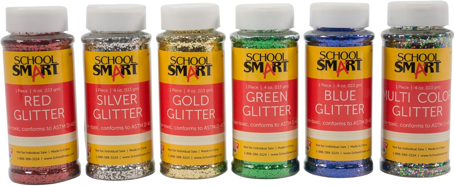 School Smart Craft Glitter, Assorted Colors