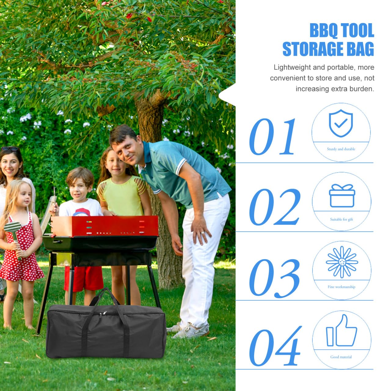 YARNOW Borsa Per Attrezzi Barbecue Leggera Portatile 32X14X7 Pollici Custodia Griglia Campeggio Chiusura Cerniera Picnic All'Aperto