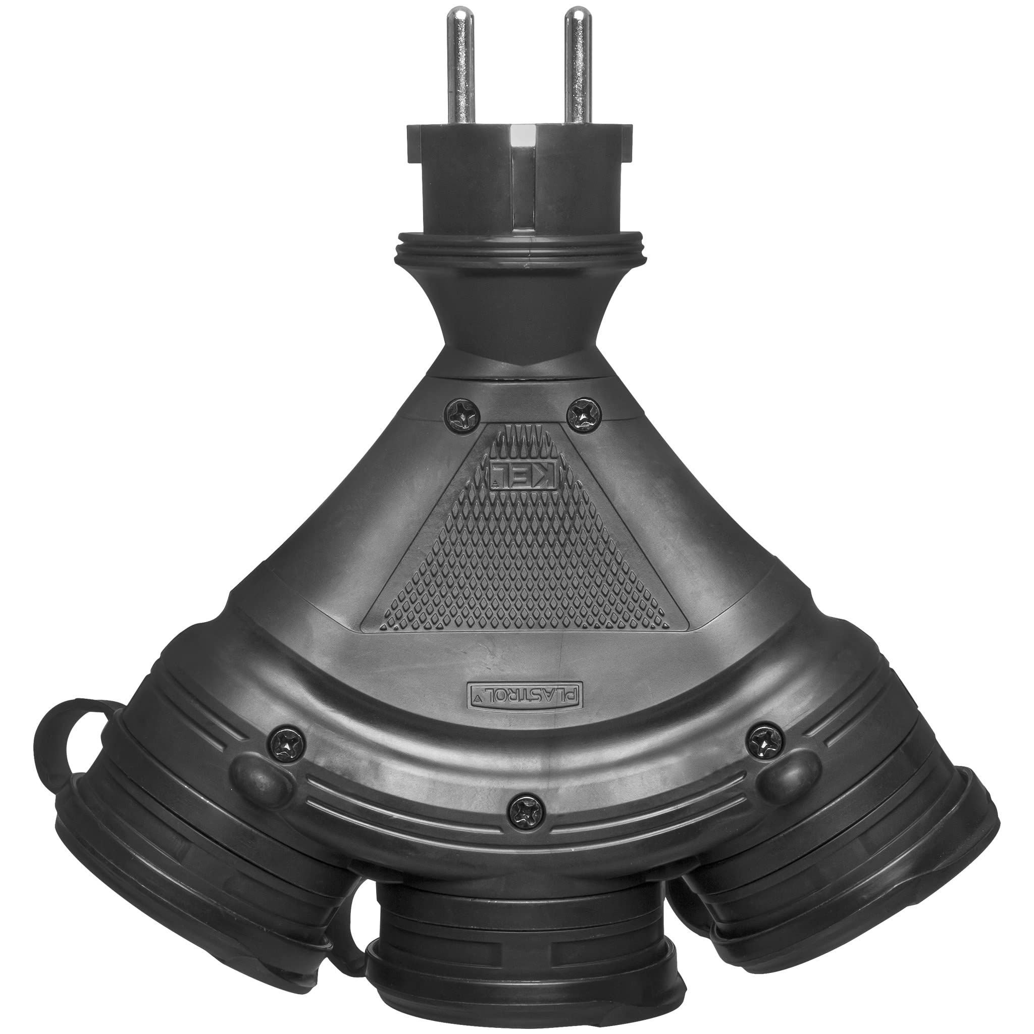 Distribuidor móvil Schuko enchufe triple de 3 enchufes y tapa hermética, 16 A/250 V, 3 pines, IP44, desmontable, para exteriores