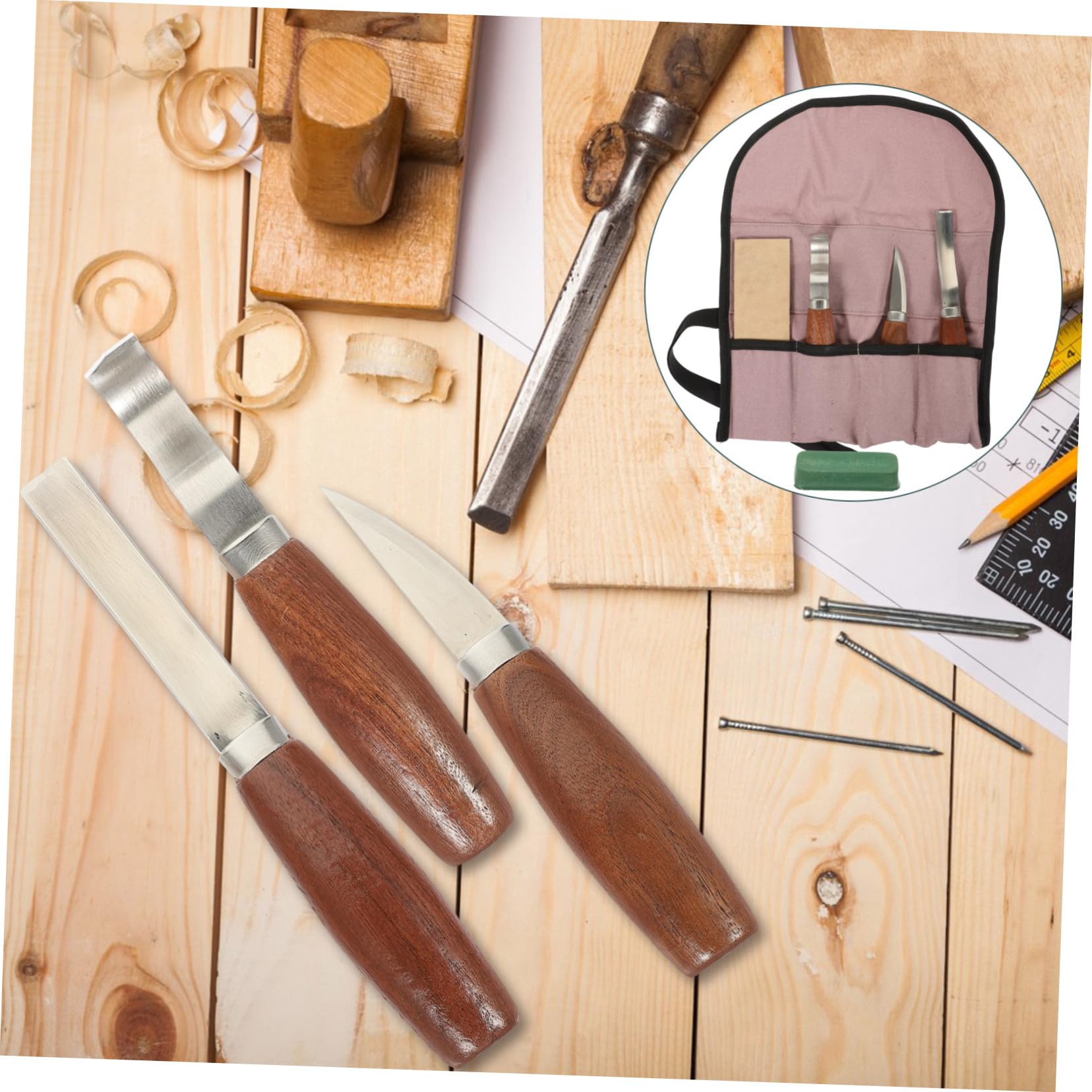 HOMSFOU Strumenti Per Intaglio Del Legno Utensili Intagliati Mano Kit Per Intaglio Del Legno Con Lame Resistenti Materiali Taglio Preciso Per Hobby e Dettagli Su