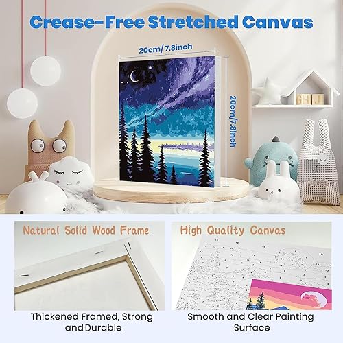 Miniatura 3 de Kit de pintura por números, pintura por números para adultos, lienzo con marco, pintura acrílica fácil de hacer por números, paquete de 4 pinturas