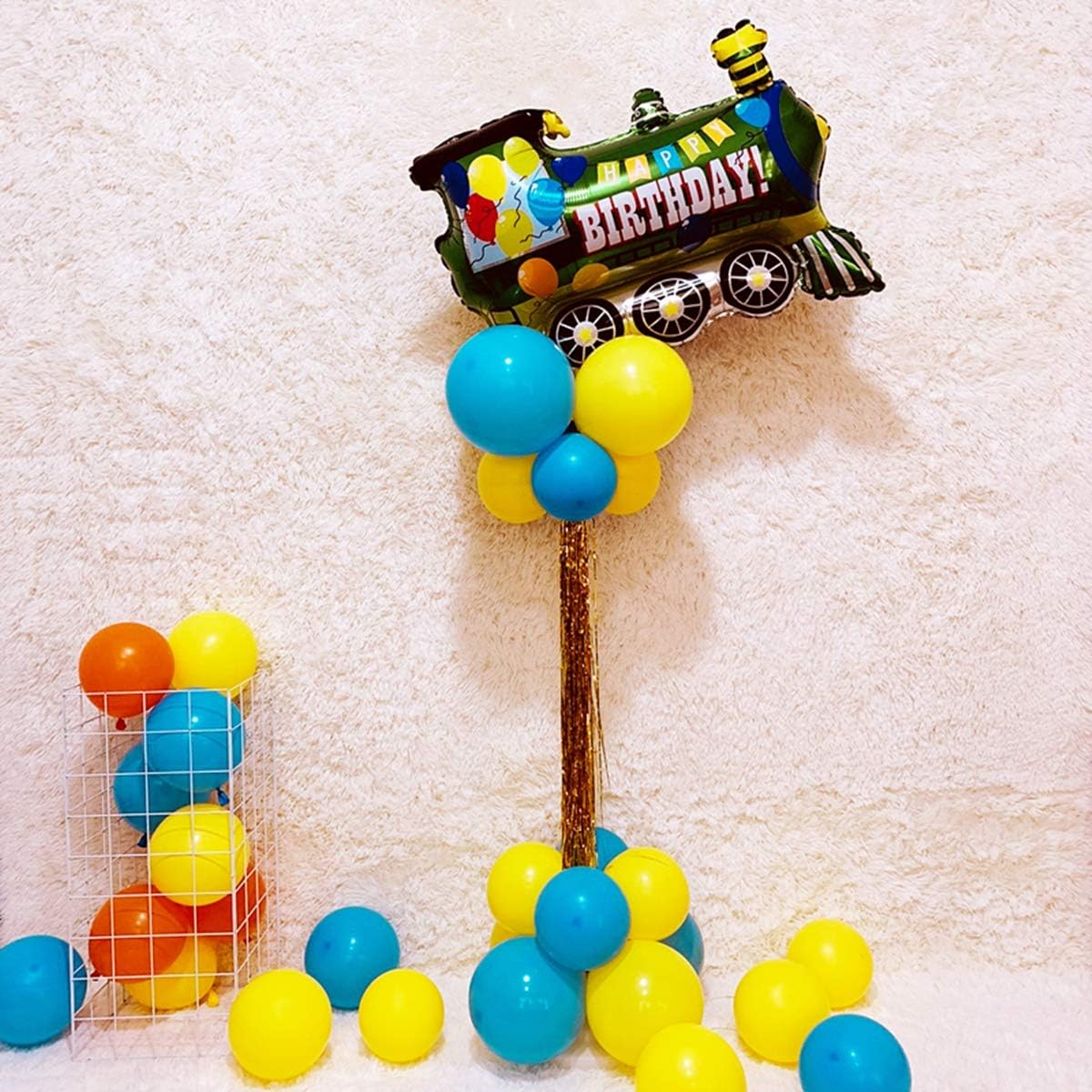 InBy 20pcs Train Balloon Kit for 1st 2nd 3rd 4th 5th Kids Birthday Decoration Baby Shower Girl Boy 12" Latex Balloon Birthday Jumbo Colorful Train Foil Balloon Transportation Theme Party Supplies Set