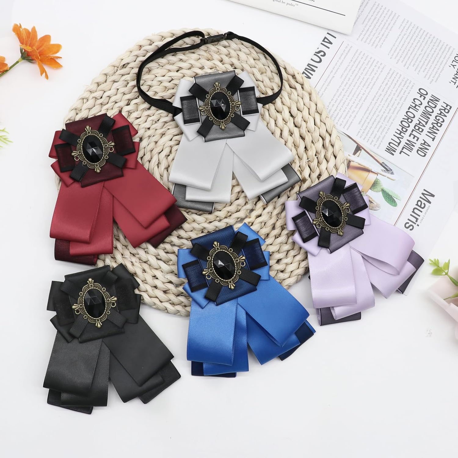 Rhinestone Bow Ties for Men Women, Adjustable Clip on Bow Ties for Men Retro Bowties Men for Tuxedo Party Wedding - Image 7