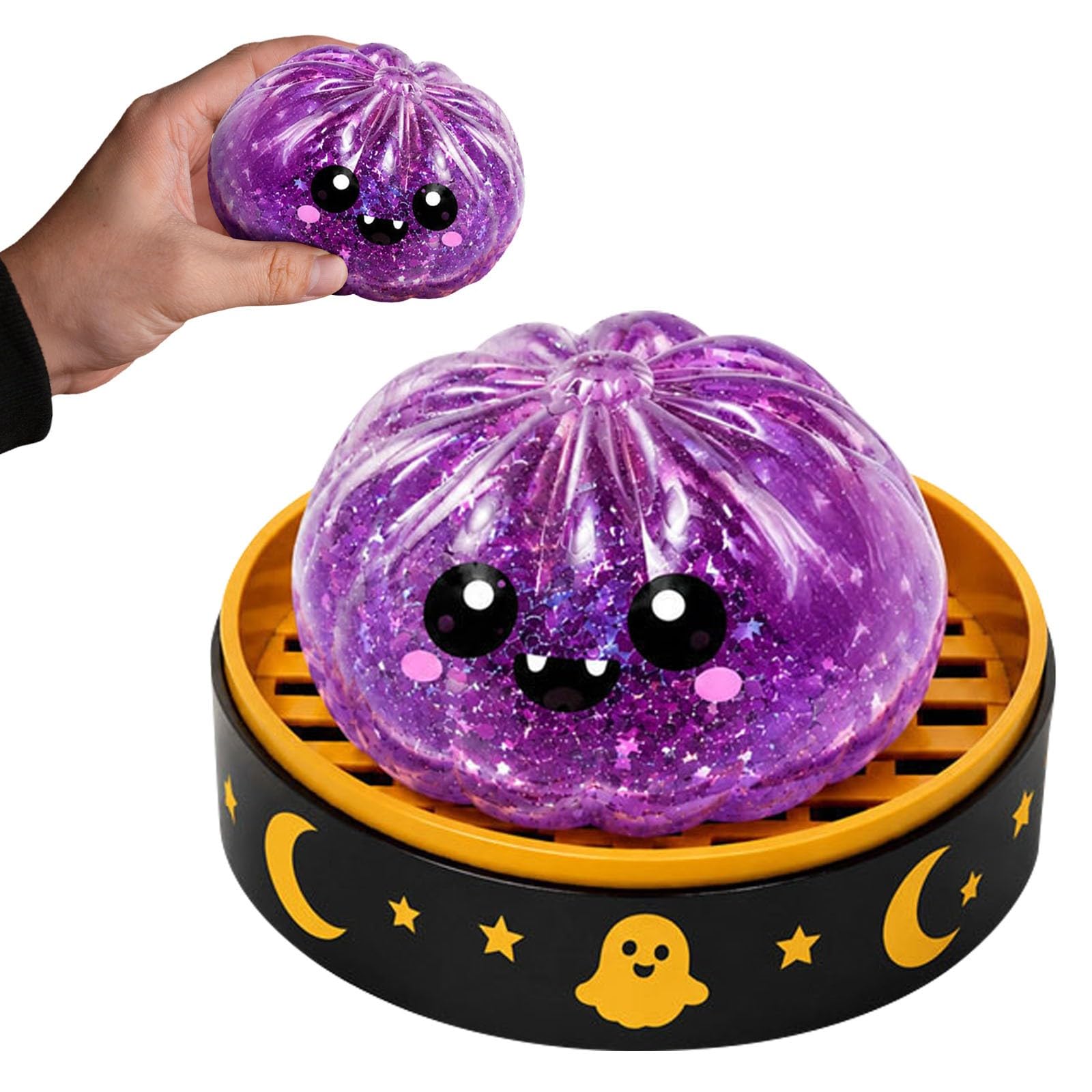 Cute Halloween Theme Shining Glitter Baozi Shaped Sensory Fidget Toy #E