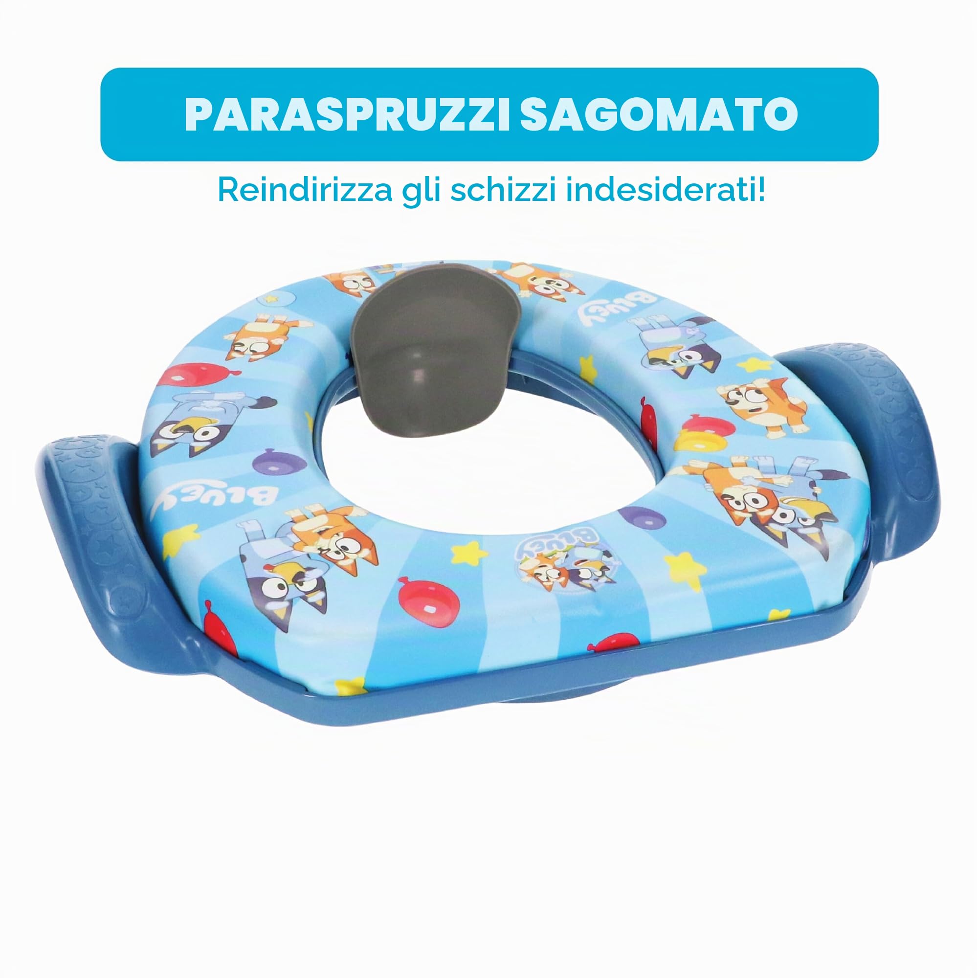 Bluey - Sedile WC morbido per imparare a usare il vasino, imbottito, sicuro, facile da pulire