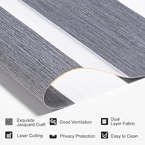 Persilux Cordless Zebra Blinds for Windows with Jacquard Pattern Roller Shades Privacy Protection Light Filtering Sheer Window Shades for Home, Office and Door (32" W x 72" H, Grey)