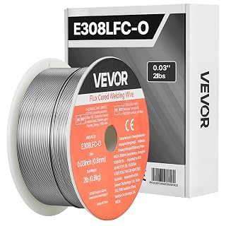 VEVOR Flux Core MIG Welding Wire, E308LFC-O 0.03-inch 2 LBS, Gasless Stainless Steel Welding Wire with Low Spatter for All Position Arc Welding, Self-Shielded for Outdoor Use - Amazon product rated Grade A