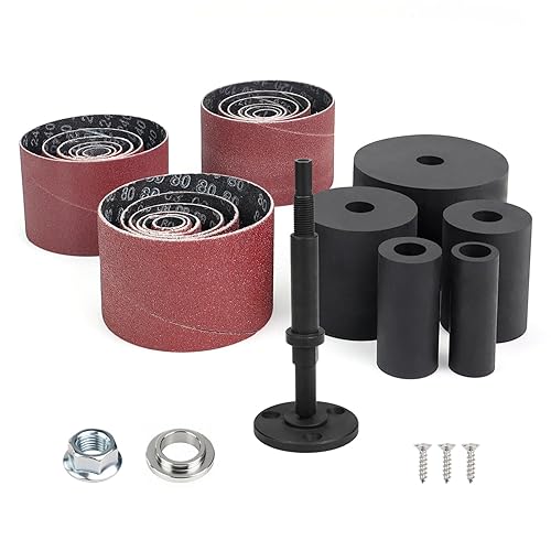 Miniatura 9 de Juego de tambores y mangas de lijado de 1" de largo con vástago de 1/4" para taladro o prensa de taladro, kit de tambor de lijado, para lijado