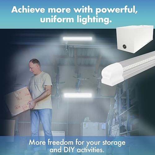 Powerful Wireless LED Light with Rechargeable Battery for Garage, Basement Box, Cellar, Locations Without Electricity - Autonomous Light lamp 2200 Lumens, Ready to Install, Battery Life 3.5 Hours - 6