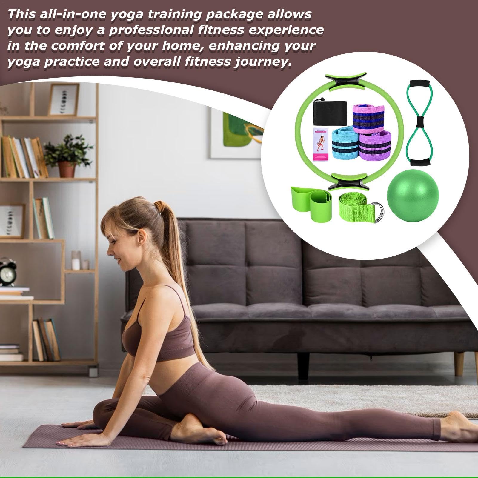 Kit Pilates Per Allenamento A Casa Fasce Yoga e Cintura Stretching Attrezzi