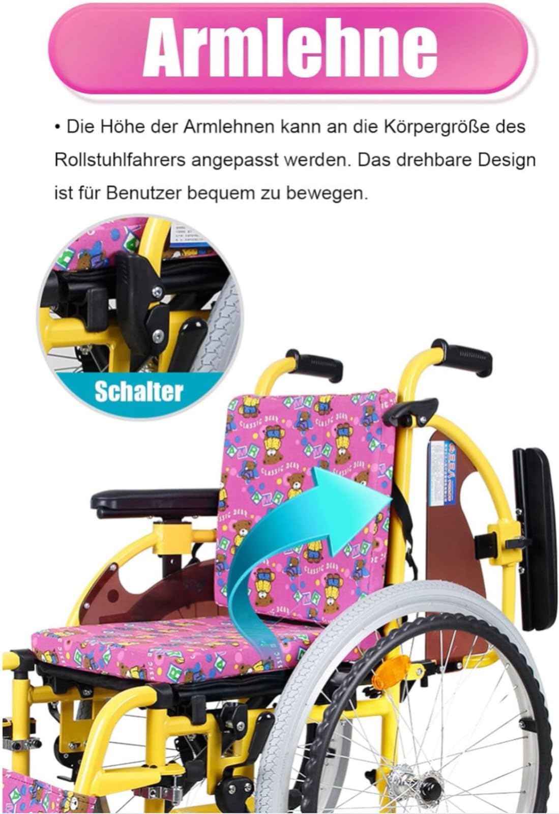 Silla de ruedas plegable ligera para niños, sillas de ruedas autopropulsadas, silla de ruedas de aluminio para niños, silla de ruedas estrecha para viajes en casa con frenos, ancho del asiento de 35