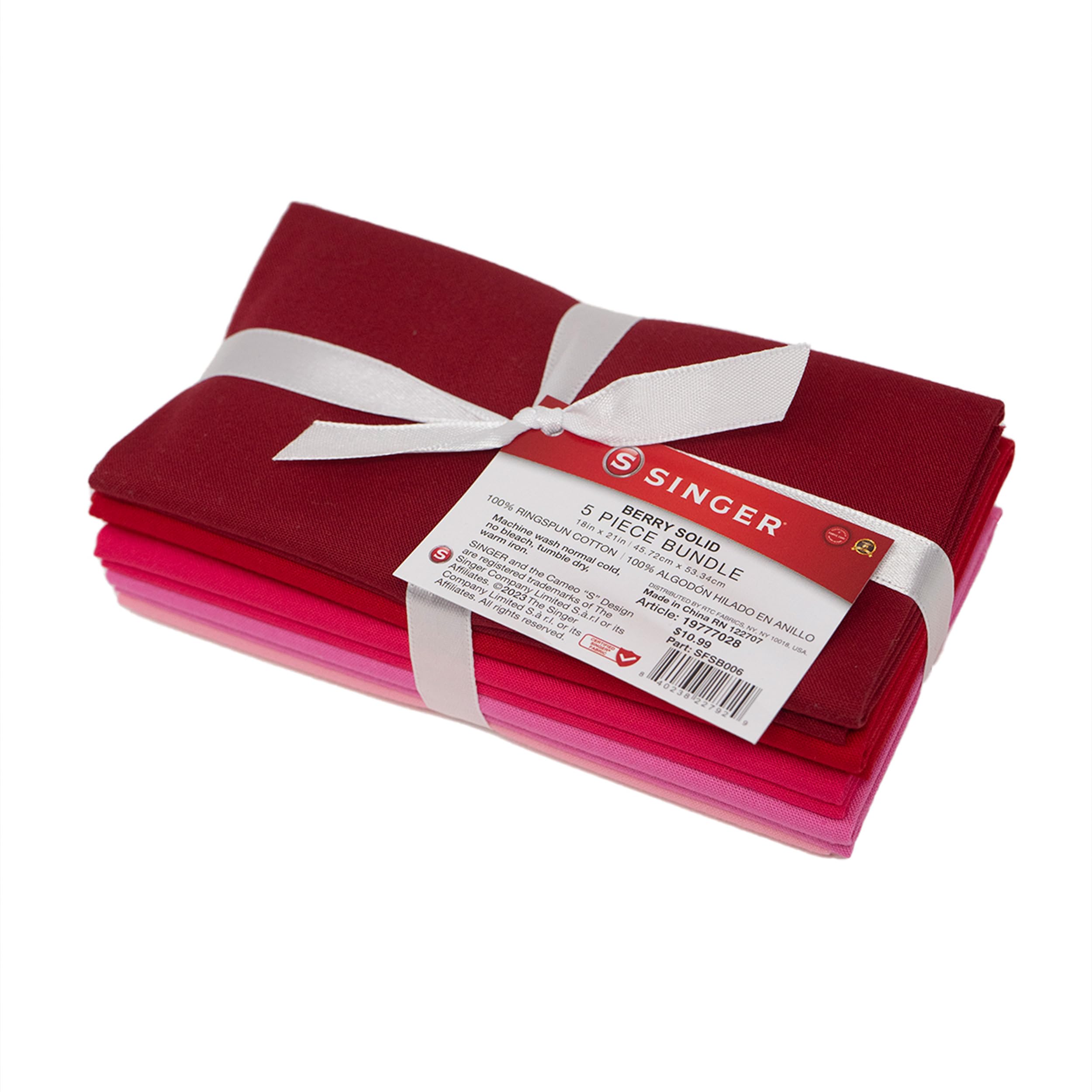 Singer Fabric, 100% Cotton, Berry Solid 5Pc Bundle