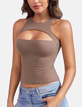 Amazon.com: YEOREO Double Lined Tank Tops for Women High