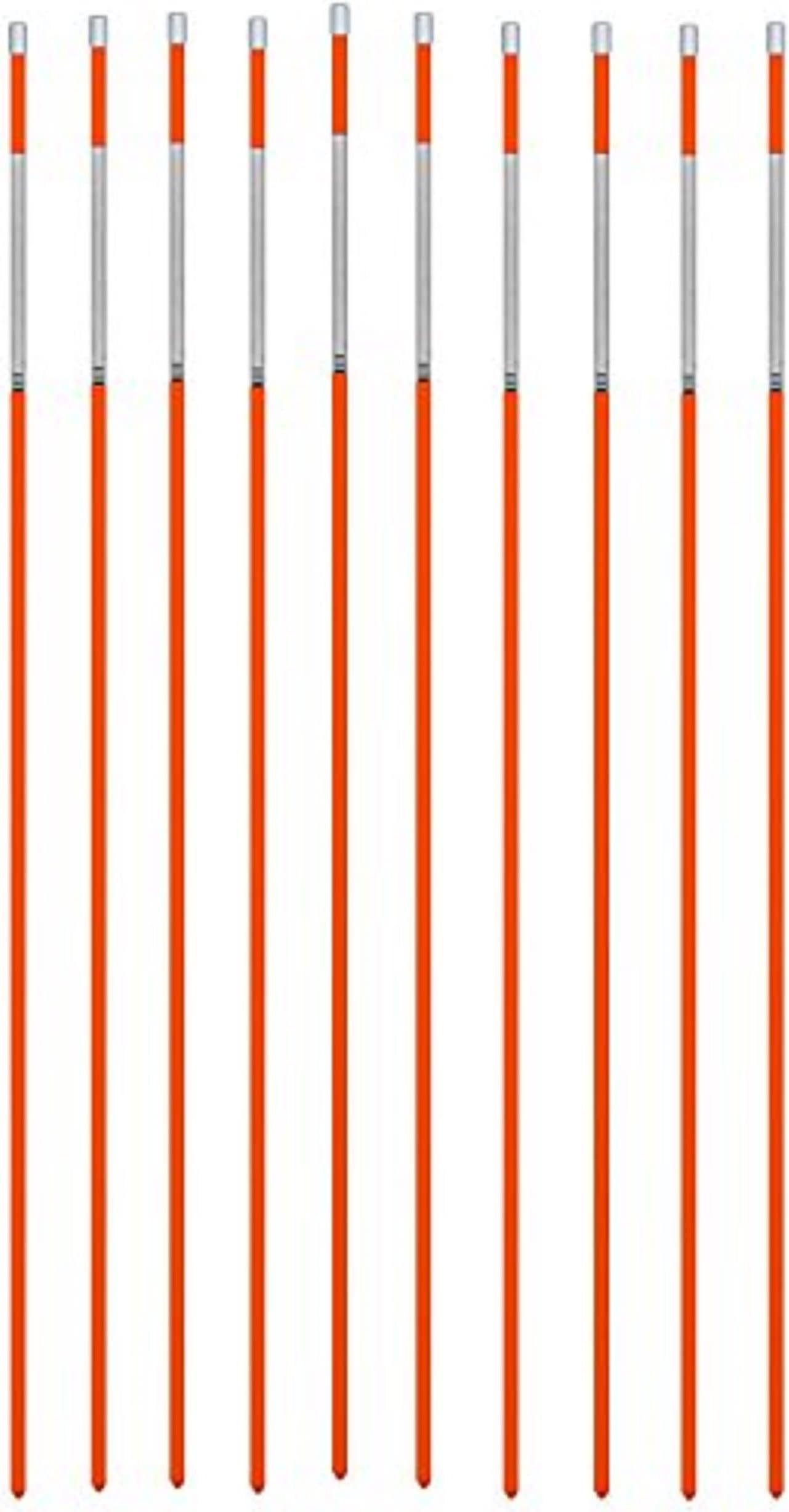 665-10 Snow Pole Driveway Marker, 48-Inch with Reflective Tape, Hiviz Orange and Hammer Cap, Pack of 10