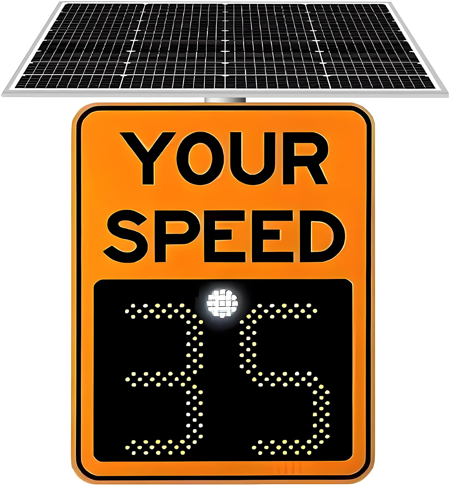 Señal de límite de Velocidad con Radar Solar, señal LED de límite de Velocidad, Panel de Advertencia de tráfico,Detector de Velocidad con Pantalla de Seguridad Vial Orange-19.69 * 27.56inches