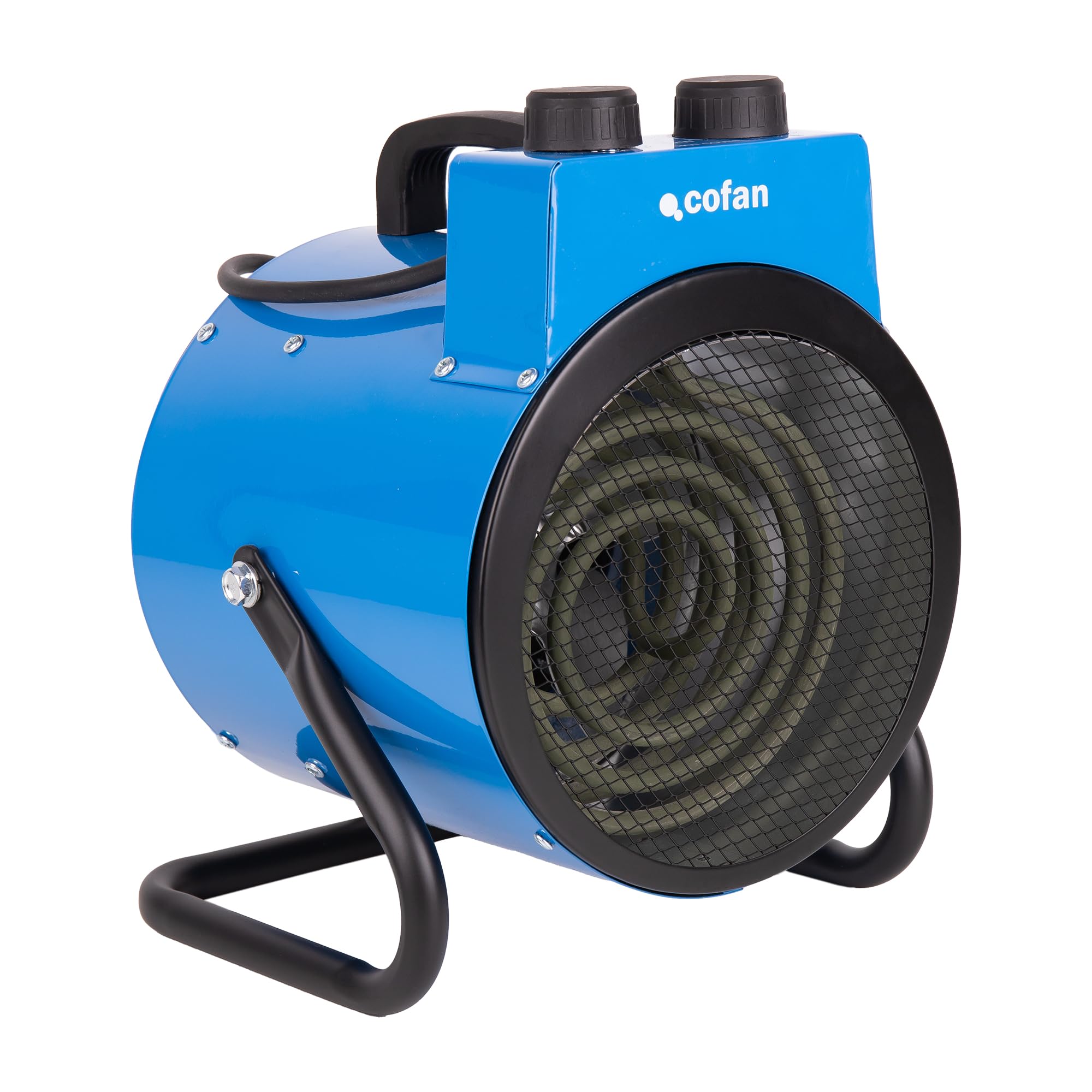 Cofan Calefactor industrial 3000 W | 2 niveles de potencia | Termostato ajustable | Función ventilador | Color azul | Adecuado para talleres y almacenes