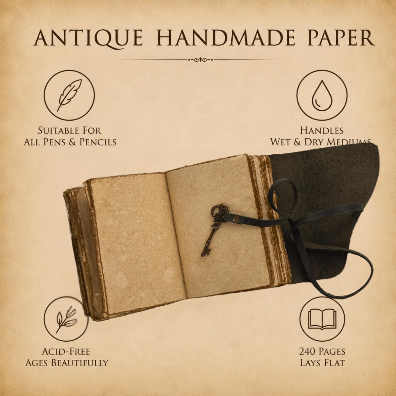 Journal vintage en cuir – Journal vintage fait à la main avec bord à débordement en papier et cuir – Journal d'ombres – Carnet de croquis en cuir – Journal de dessin – Excellent cadeau (vert, 19,1 x