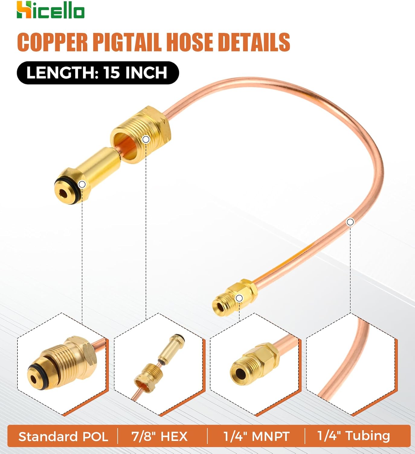 RV Propane Regulator 2-Stage Auto Changeover Dual Tank Kit with 15" Copper Pigtail Hoses & 3/8" NPT Outlet
