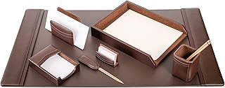 Dacasso Classic Leather Desk Set, 7pcs, Chocolate Brown