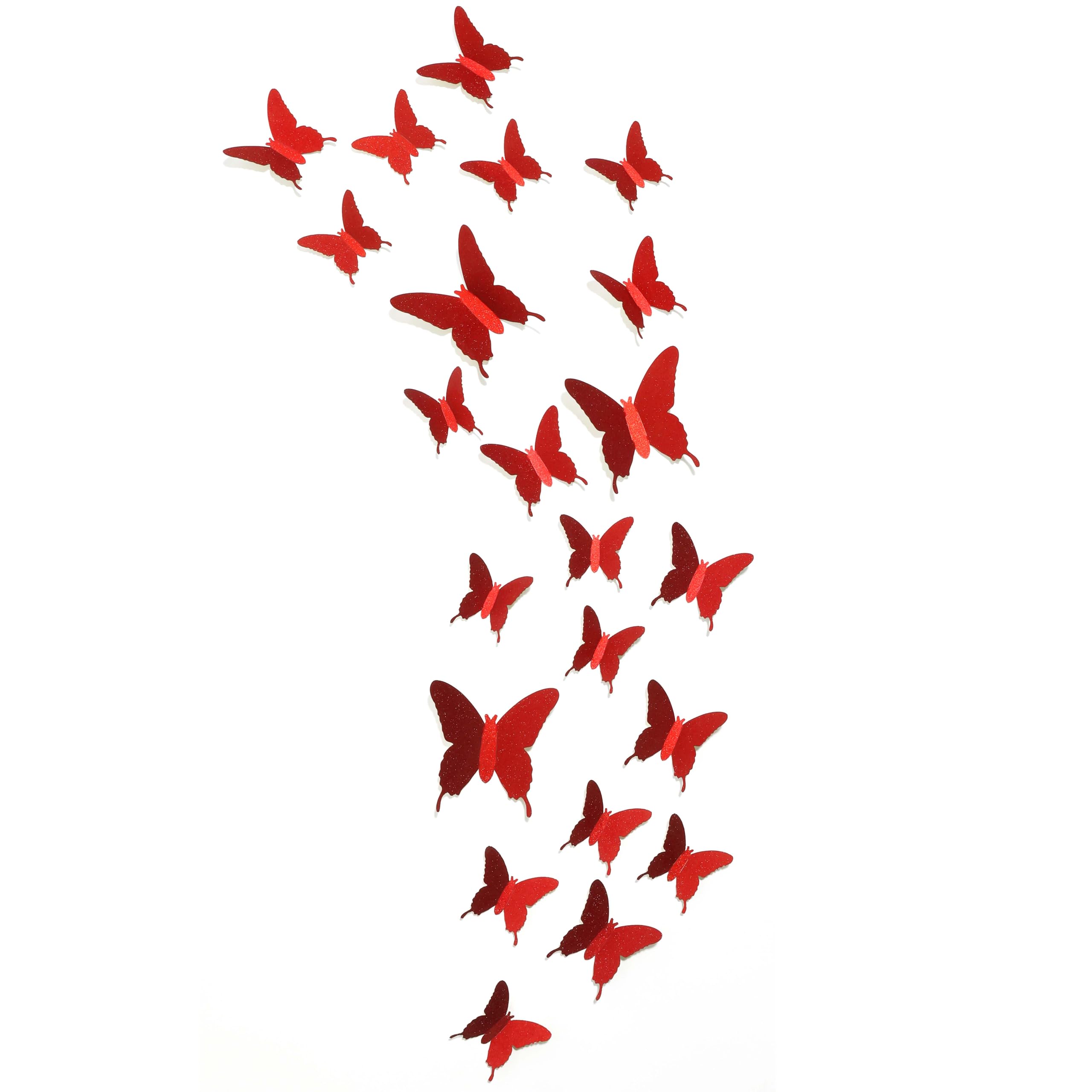 Glitter 3DButterfly Wall Stickers-Red