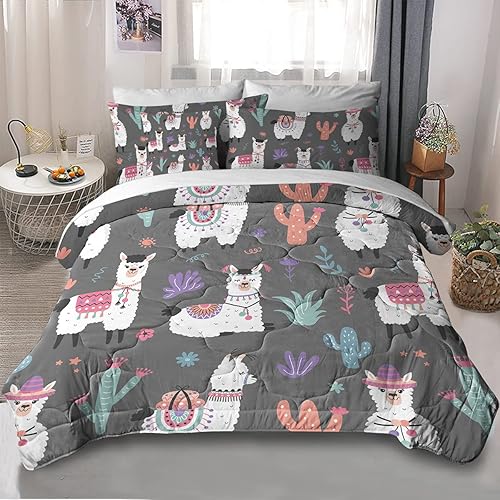 Miniatura 66 de Juego de cama individual de 8 piezas con edredón y sábanas en una bolsa para niños y niñas en una bolsa - Linda ropa de cama de animales de granja