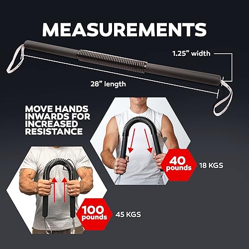 Miniatura 10 de Python Power Twister Bar - Upper Body Exercise for Chest, Shoulder, Forearm, Bicep and Arm Strengthening Workout Equipment by Core Prodigy