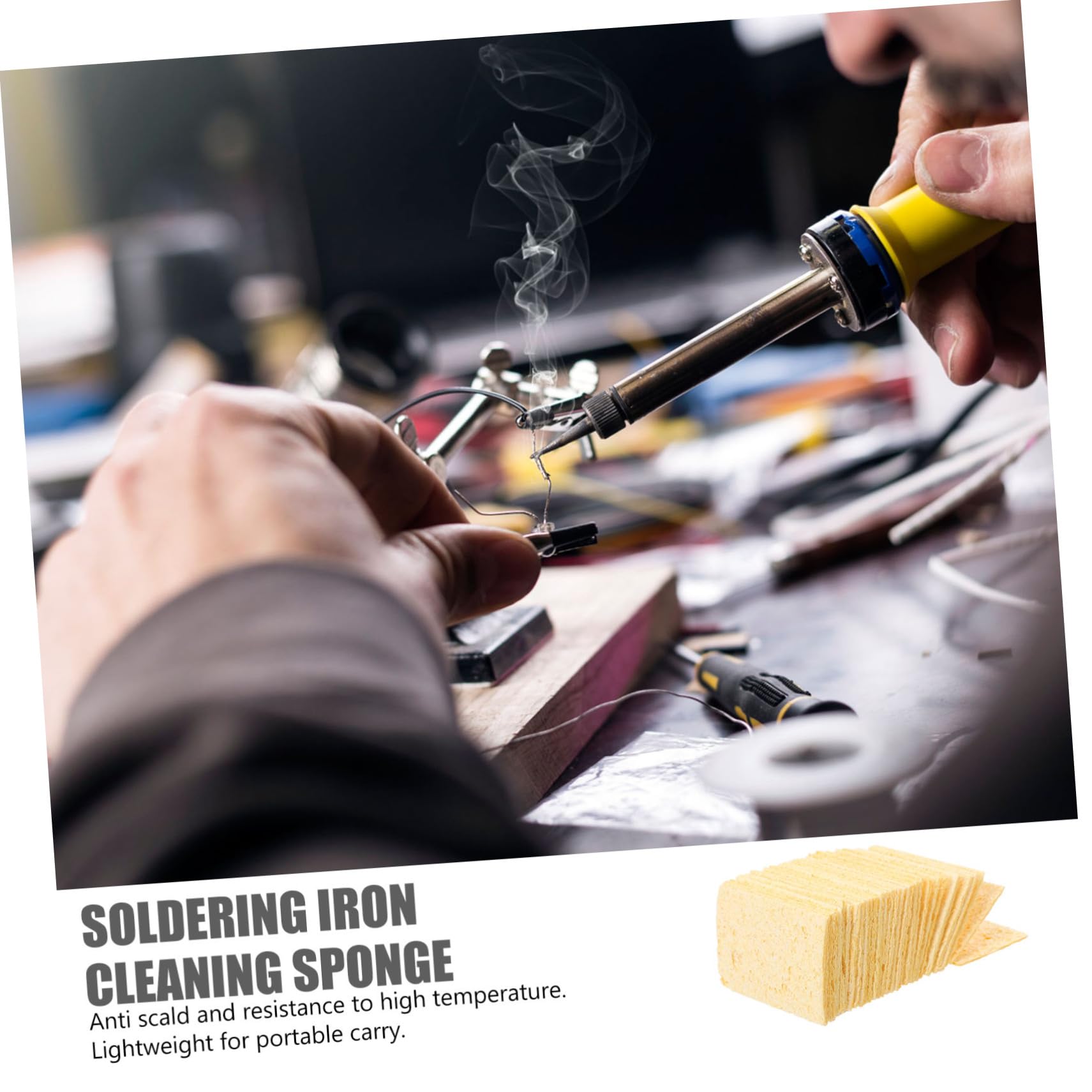 HOLIDYOYO Solder Tip Rectangle Sponge 30pcs Cleaning Cotton for Soldering High-temperature Welding Platform Clean Pad Easy to Use