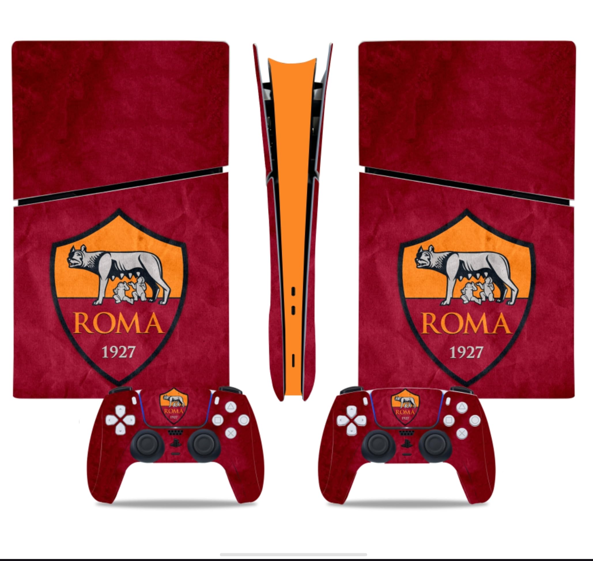 MaD Vision® Extra-Durable Skin Kit per PlayStation 5 (PS5) Disc Slim e Digital Slim | Set di Pellicole Adesive in Vinile Opaco per la Console e 2 Controller - per Roma Design