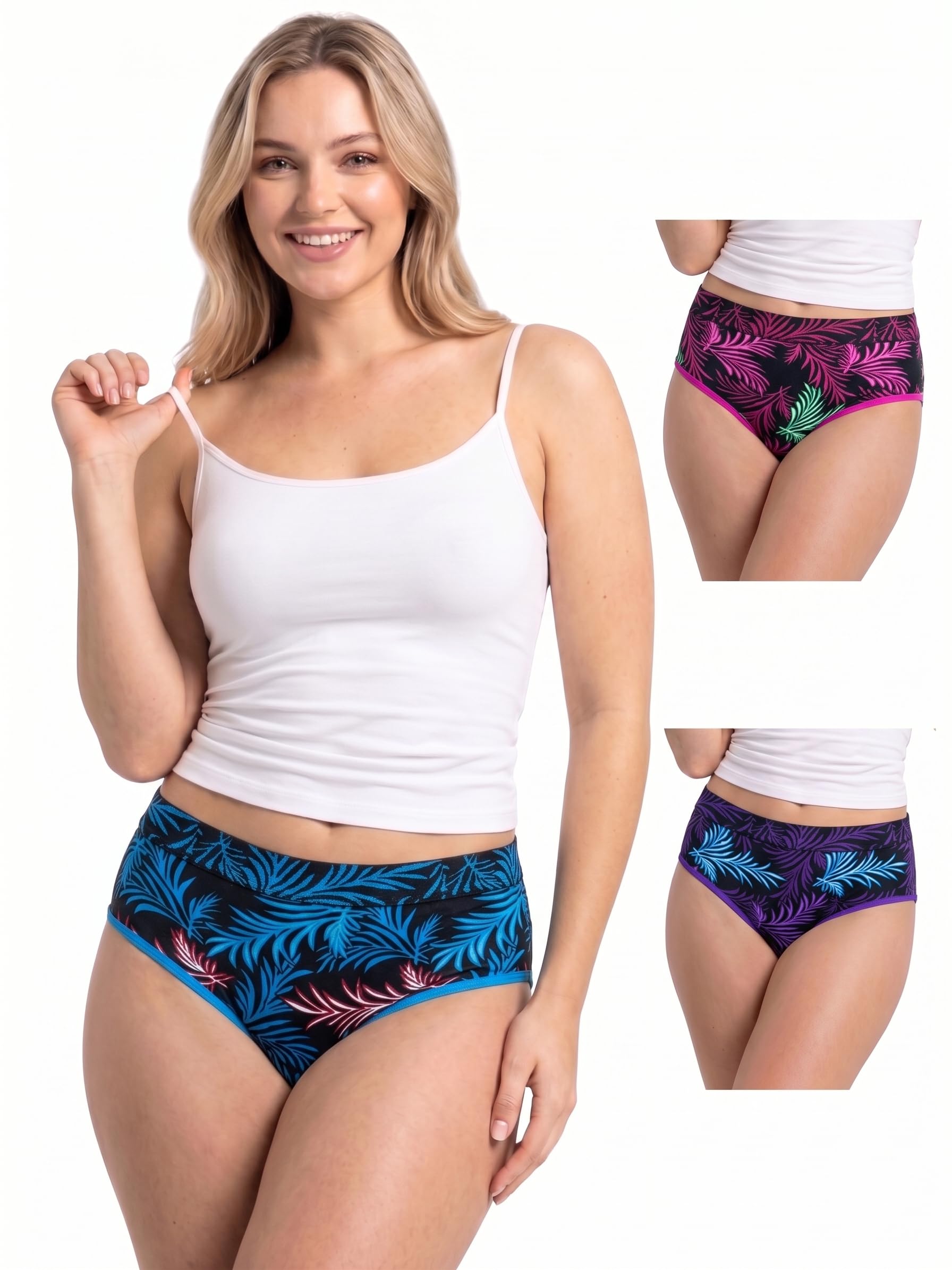 Women 100% Pure Cotton Printed Panties Pack of 3 Mid Waist Printed Panty for Women Soft Breathable Comfortable Stretchable Innerwear Combo for Ladies-image-32