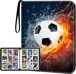 HESPLUS Trading Card Binder with Sleeve, 900 Pockets Soccer Card Binder Sports Cards Storage Organizer for Football Baseball or Game Trading Cards with 50 Removable Sleeves Cards Collector Album