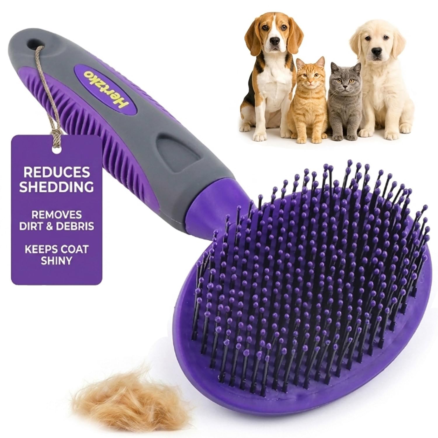 Amazon.com: Hertzko Dog Brush - Soft Pin Bristle Pet Brush for