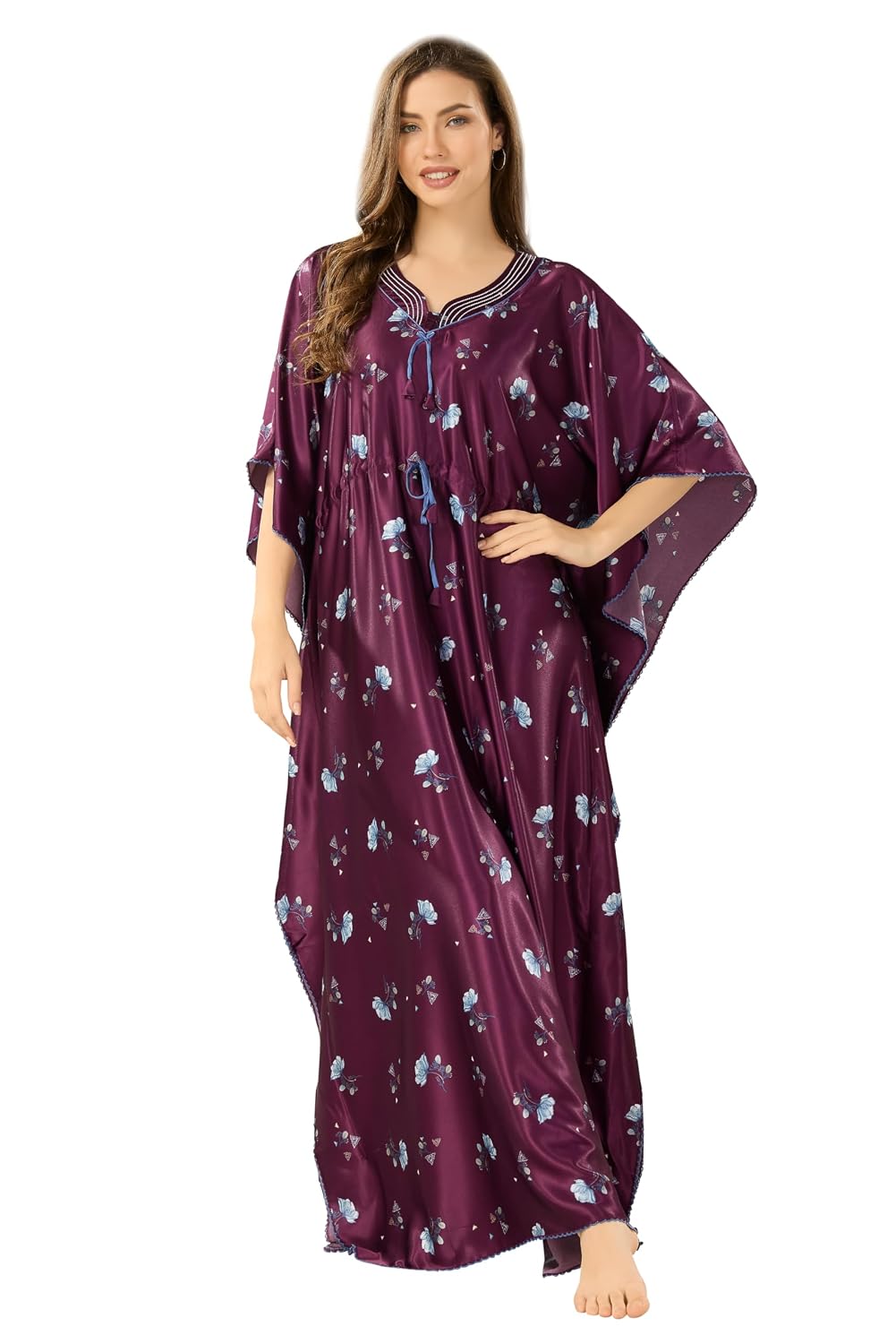 Soulemo Soft Satin Kaftan | Premium Fabric | Vacation Wear | Beach Wear| Daywear & Nightwear Dress for Women | 1707