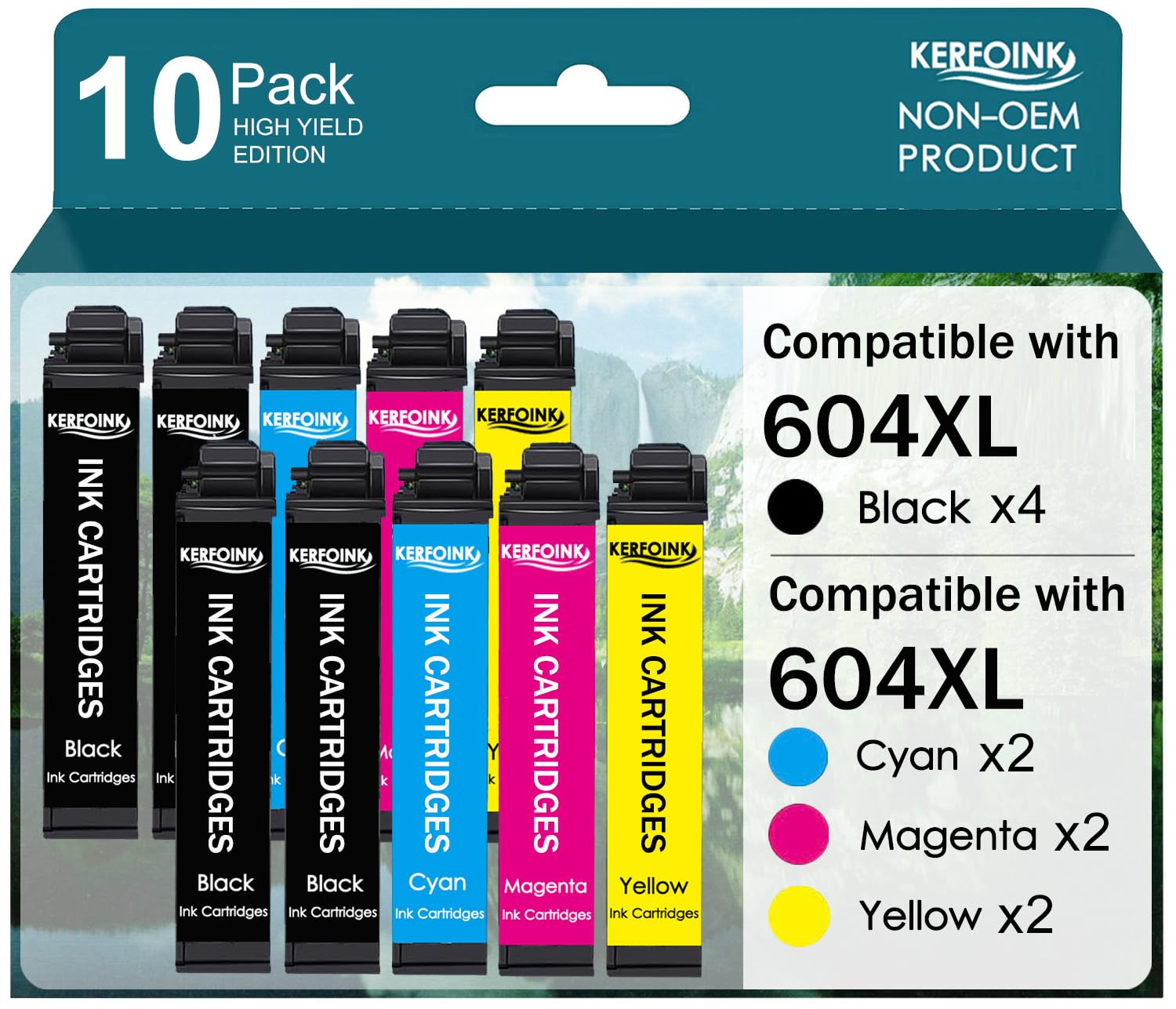 KERFOINK Druckerpatronen für Epson 604 604 XL Multipack Patronen für Expression Home XP-3200 XP-3205 XP-4200 XP-4205 XP-2200 XP-2205 Workforce WF-2910 WF-2930 WF-2935 WF-2950 (10er-Pack)