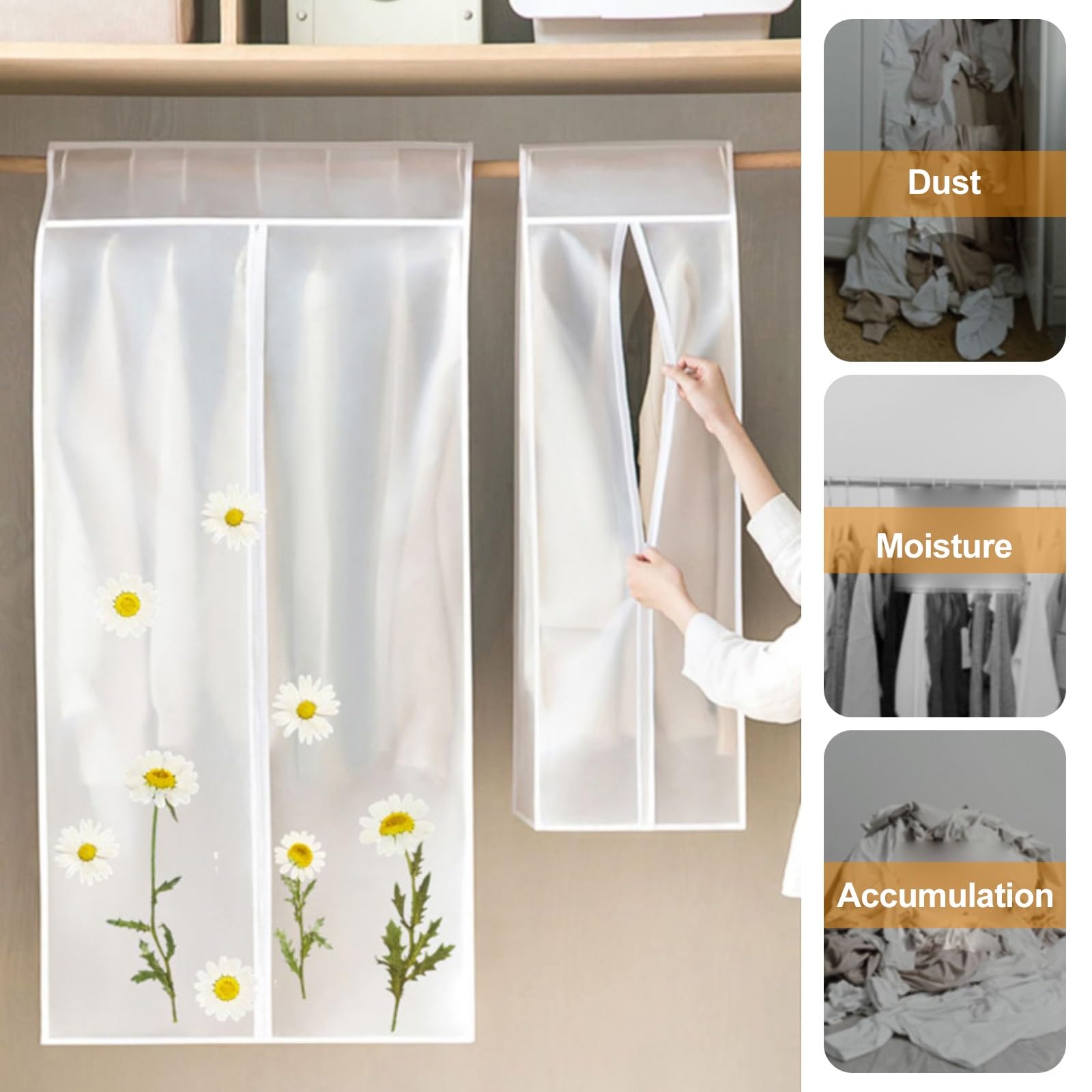 2 PCS Copriabiti da Armadio, custodie per Abiti Porta Abiti traslucide satinate Borsa Porta Abiti con Cerniera for Appendere Camicie, Cappotti, Abiti, Abiti(80x50x90cm/31x20x35in)