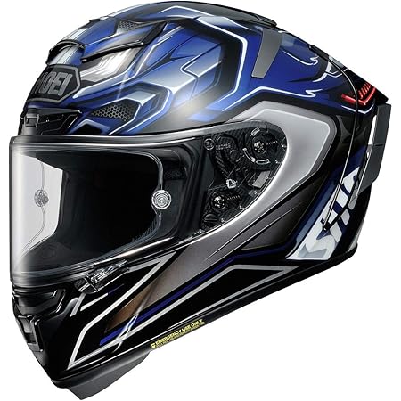 Amazon Com Shoei X Fourteen Aerodyne Helmet Large Blue Black Automotive