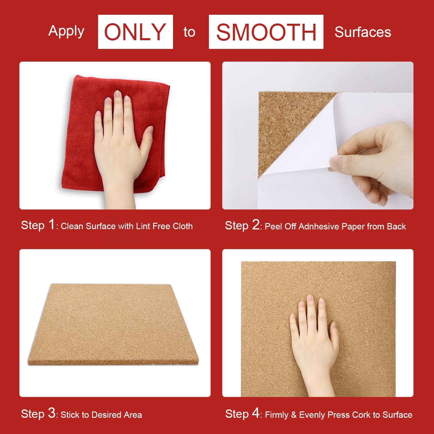 Cork Board Tiles 12”X 12” – 1/2” Thick Cork Board – Bulletin Board – Pin Board Decoration for Pictures,Ultra Strength Adhesive Backing – 6 Pieces Cork Boards for Walls – 1 Box Push Pins