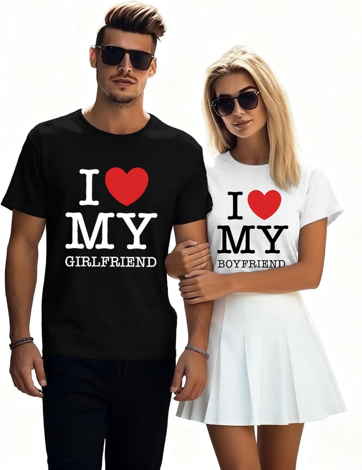 Valentines Shirts for Couples Matching T-Shirt Love Hearts Letter Print Tee Tops