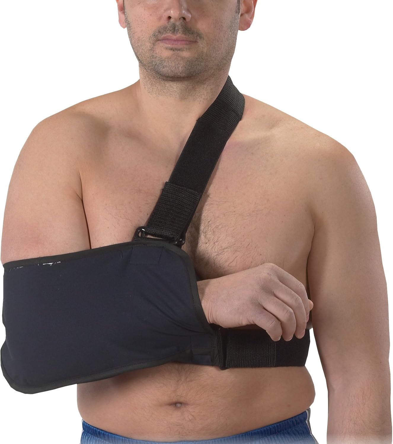 Arm Sling with Immobilizing Strap, Navy Blue, Medium