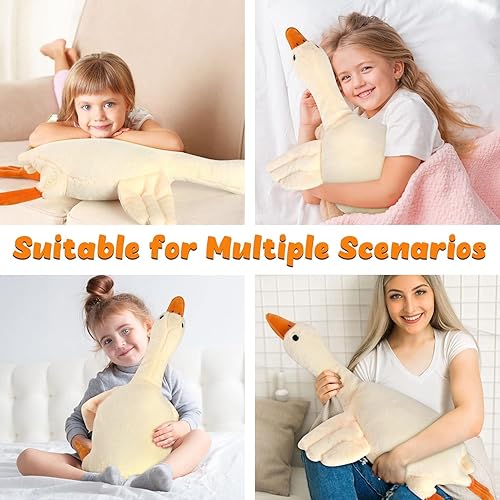 Miniatura 2 de HPOSAN Juguete de peluche de ganso, lindo peluche gigante de ganso blanco, peluche de pato súper suave para abrazar (B 35 pulgadas)