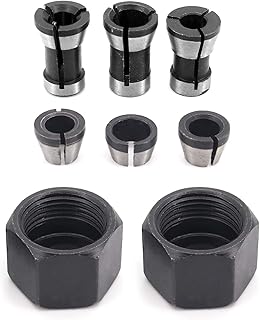 DingGreat 6 Pièces HSS Tête de Mandrin, 6 mm 6.35 mm 8 mm Tête adaptateur Convertisseur pour perceuses Machine de Gravure, pour rogneuse Menuiserie électrique Pince de routeur Titulaire +2 écrous