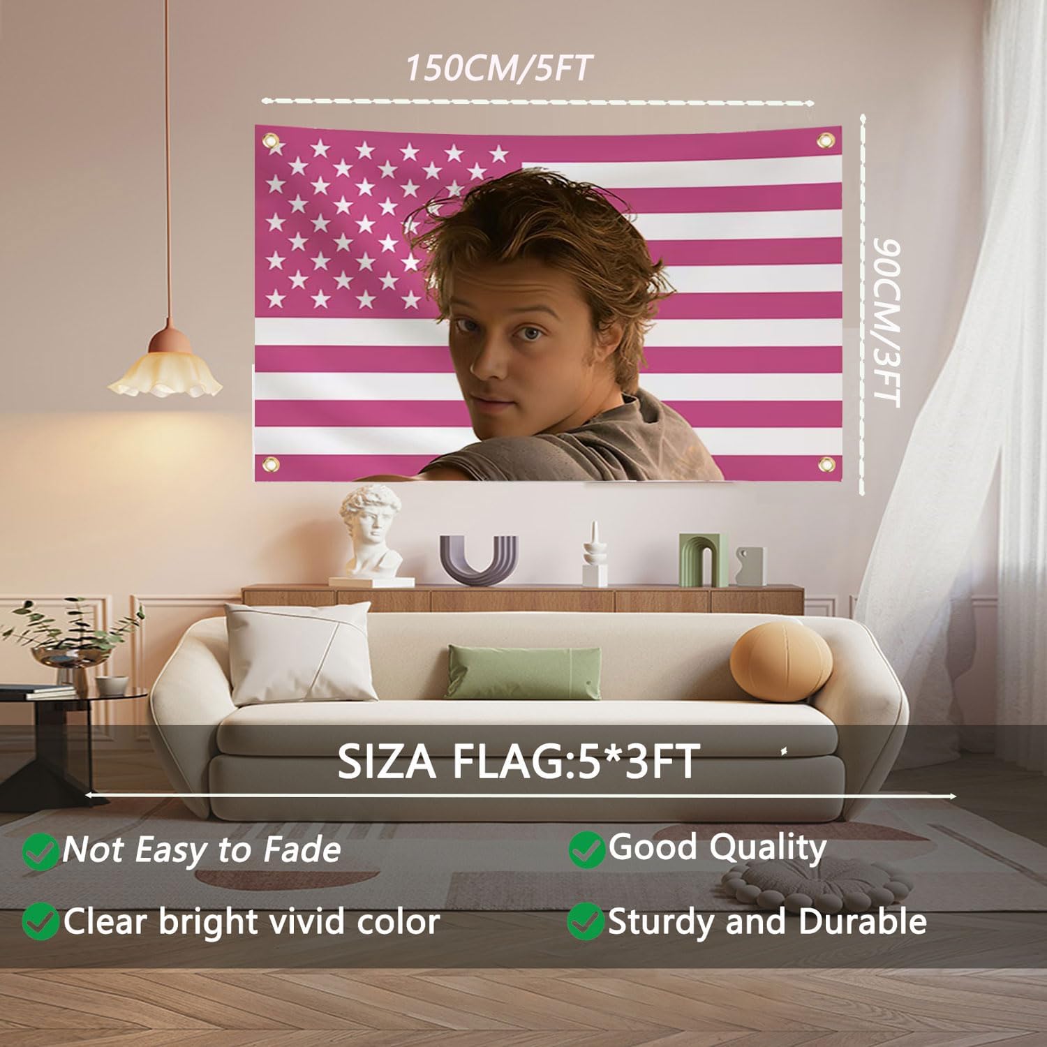 TIGERBABY 3×5Ft JJ maybank Flag Poster,Funny pink american jj flag tapestry with 4 Brass Grommets,For College Dorm Room decor,Outdoor parties,Living room,room decoration