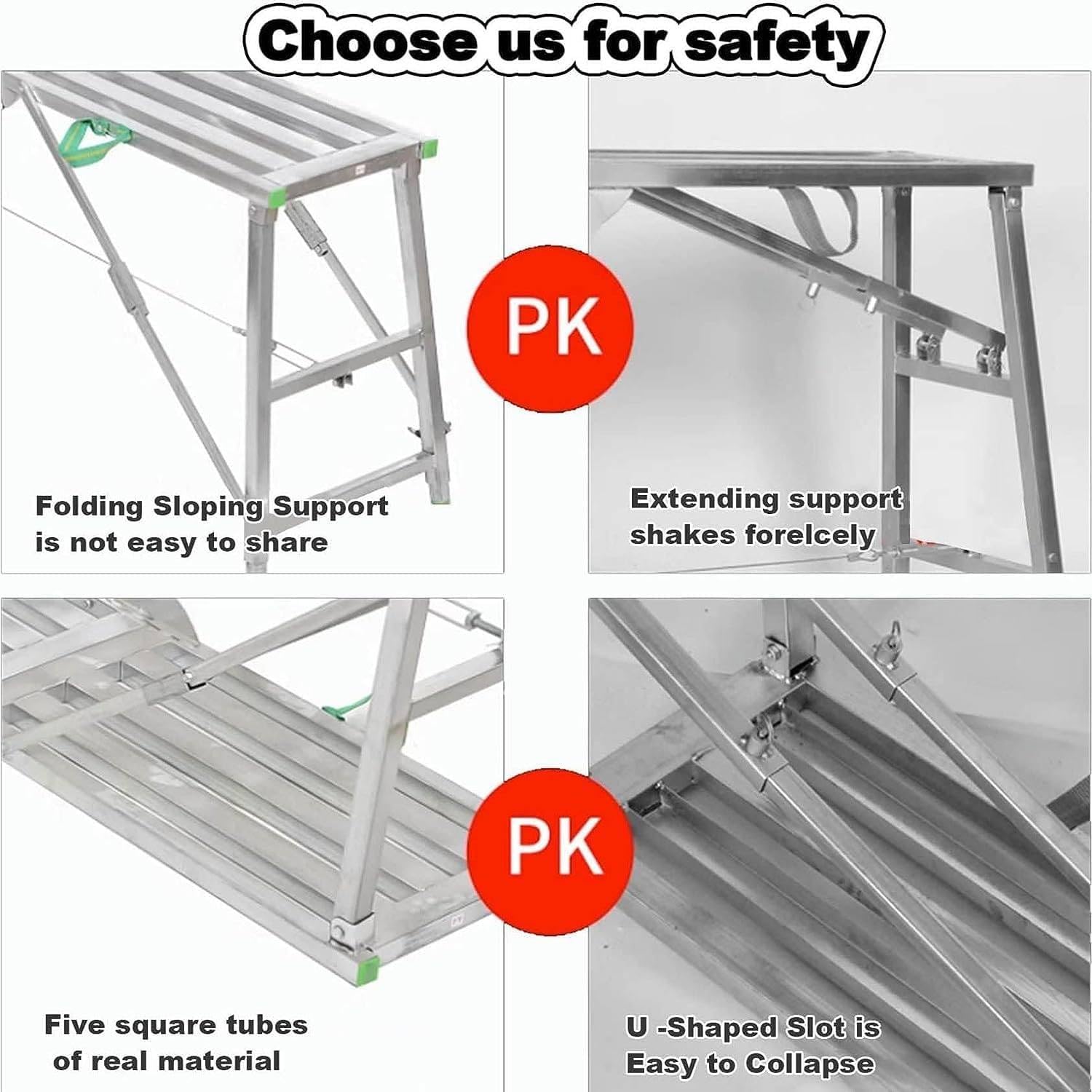 Highgth - Escalera plegable para andamio de 400 kg, taburete de aluminio, 160 x 40 cm, plataforma de trabajo, ideal para uso doméstico, soporte portátil y