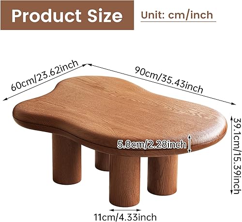 Miniatura 2 de Mesa de centro Mid-Century Modern Cloud con mesa espaciosa, mesa central irregular de 35.82 pulgadas de ancho con 4 patas sólidas, mesa de té