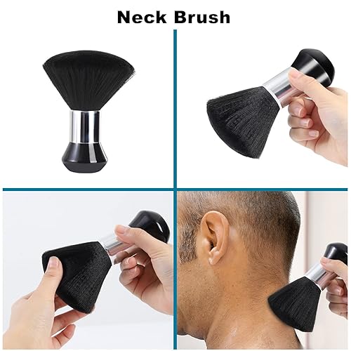 Miniatura 8 de Capa profesional de corte de pelo con cepillo para el cuello, capa de peluquería de salón de gran tamaño para hombres, mujeres y niños (negro con