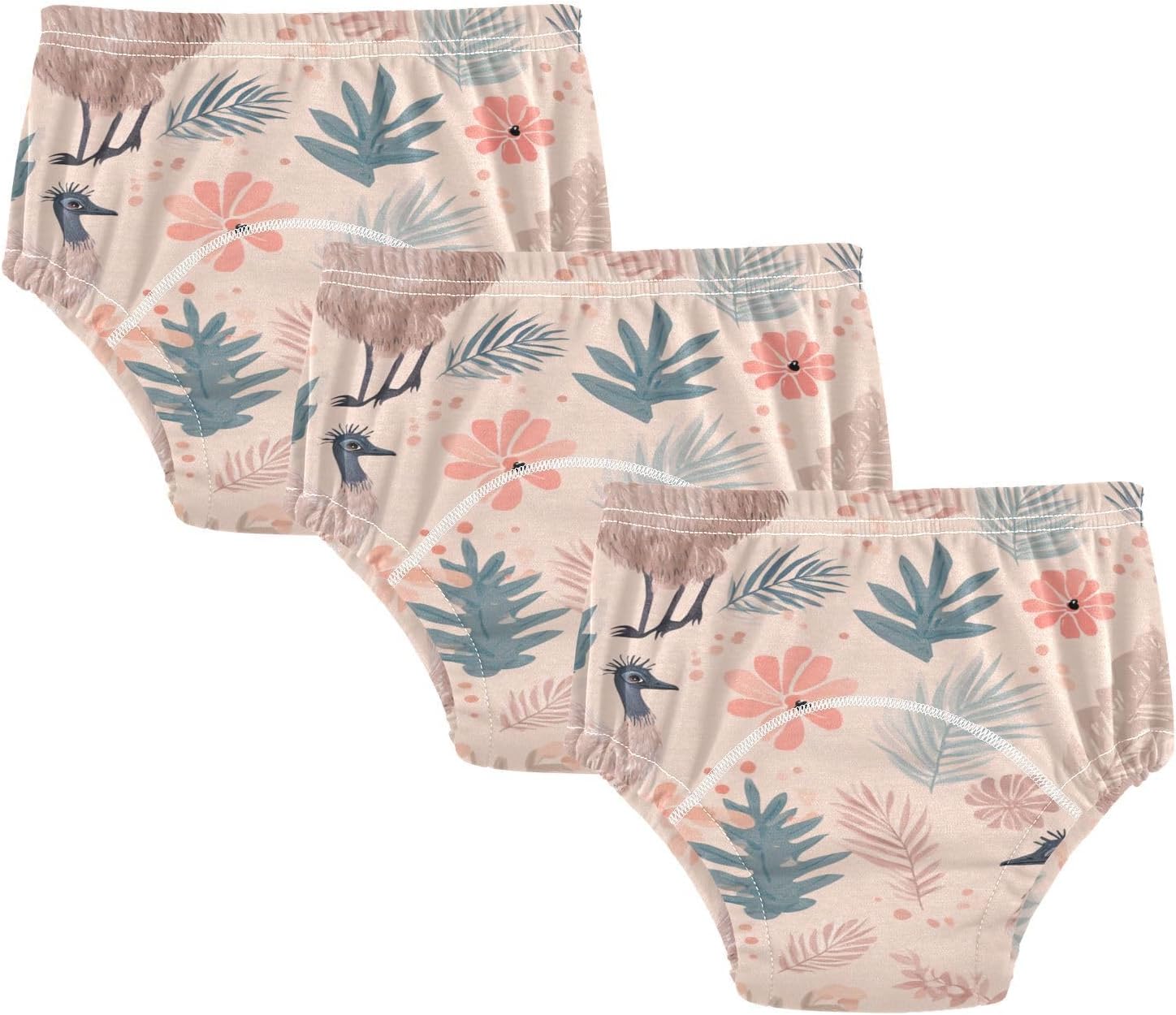 Baby Potty Training Pants Leakproof Naughty Tropical Emu Flower Overnight Training Underwear Breathable Underwear