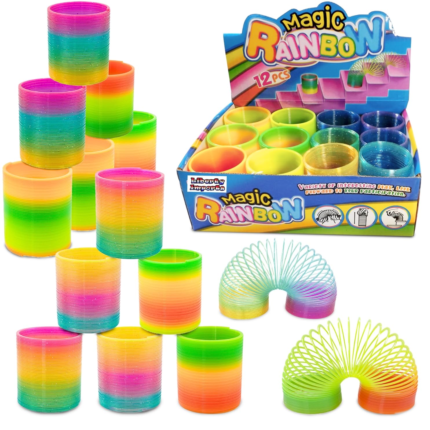 Amazon.com: 12 Pack Magic Rainbow Springs | Classic Novelty