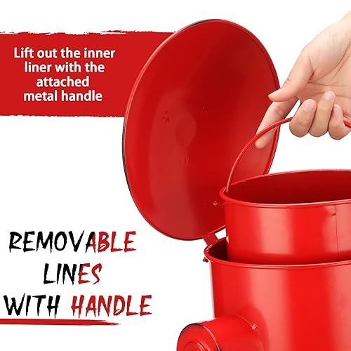 Miniatura 3 de Hoolerry Cubo de basura para boca de incendios, retro, creativo, con cubo interior, gran capacidad, con pedal de hierro forjado, para interiores y